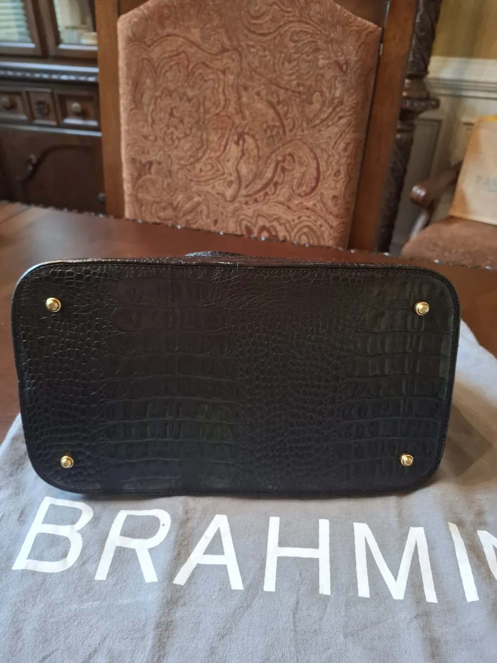 Rare Brahmin Brown & Black Croc-Embossed Satchel with Matching Wallet